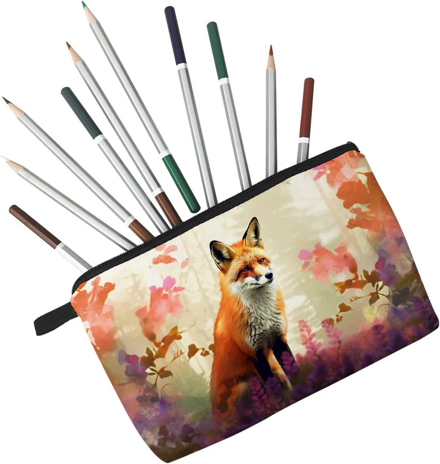 Fox Gift Fox Makeup Bag Cute Small Makeup Organizer Bag Travel Toiletry Zipper Pouch Fox Cosmetic Bag Birthday Christmas Gift for Fox Lovers Women