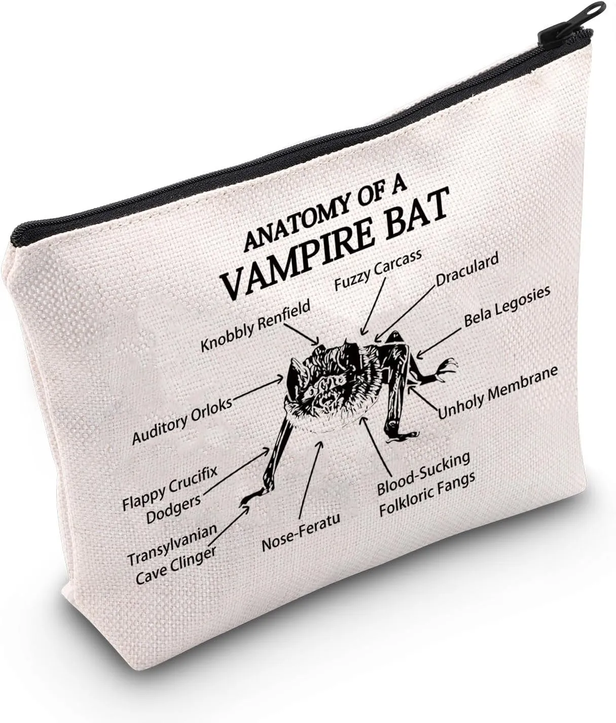 G2TUP Vampire Bat Makeup Bag Vampire Bat Lover Gifts Anatomt Of A Vampire Bat Vampire Bat Zipper Pouch (Vampire Bat)