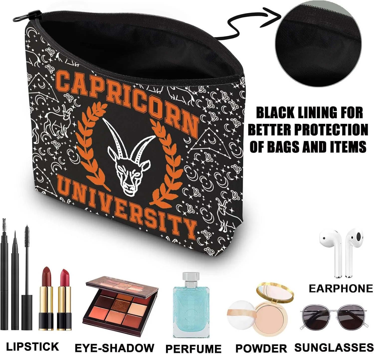 G2TUP Zodiac University Capricorn Makeup Bag Horoscope Zodiac Capricorn Gifts 12 Constellation Gifts Capricorn Merchandise Astrology Zipper Bag (Capricorn)