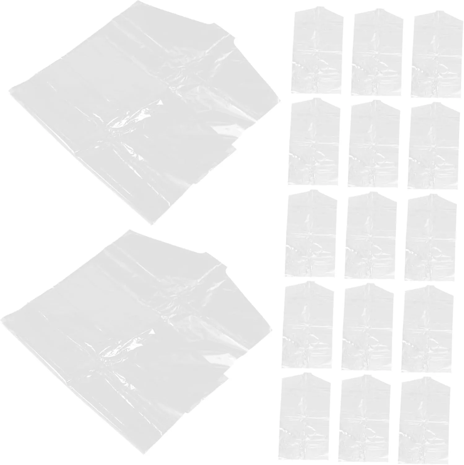 GLEAVI 60pcs Dry Cleaning Bags for Suits Garment Covers Hanger Pockets Hanging Garment Bags for Clothing Storage