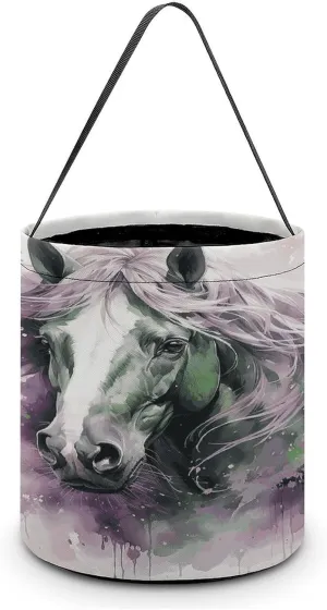 Green Horse Halloween Tote Candy Bag Candy Basket Candy Bucket Gift Bag for Halloween Party