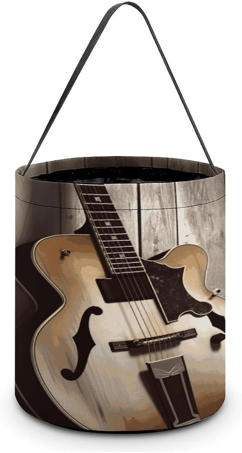 Guitar Pictures Halloween Tote Candy Bag Candy Basket Candy Bucket Gift Bag for Halloween Party
