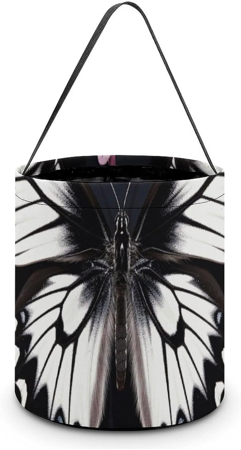 Halloween Tote Candy Bag Black White Butterfly Candy Basket Candy Bucket Halloween Party Favors for Kids