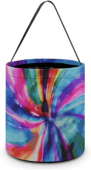 Halloween Tote Candy Bag Colorful Tie Dye Candy Basket Candy Bucket Halloween Party Favors for Kids
