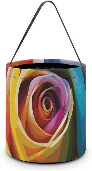 Halloween Tote Candy Bag Rainbow Rose Flower Candy Basket Candy Bucket Halloween Party Favors for Kids