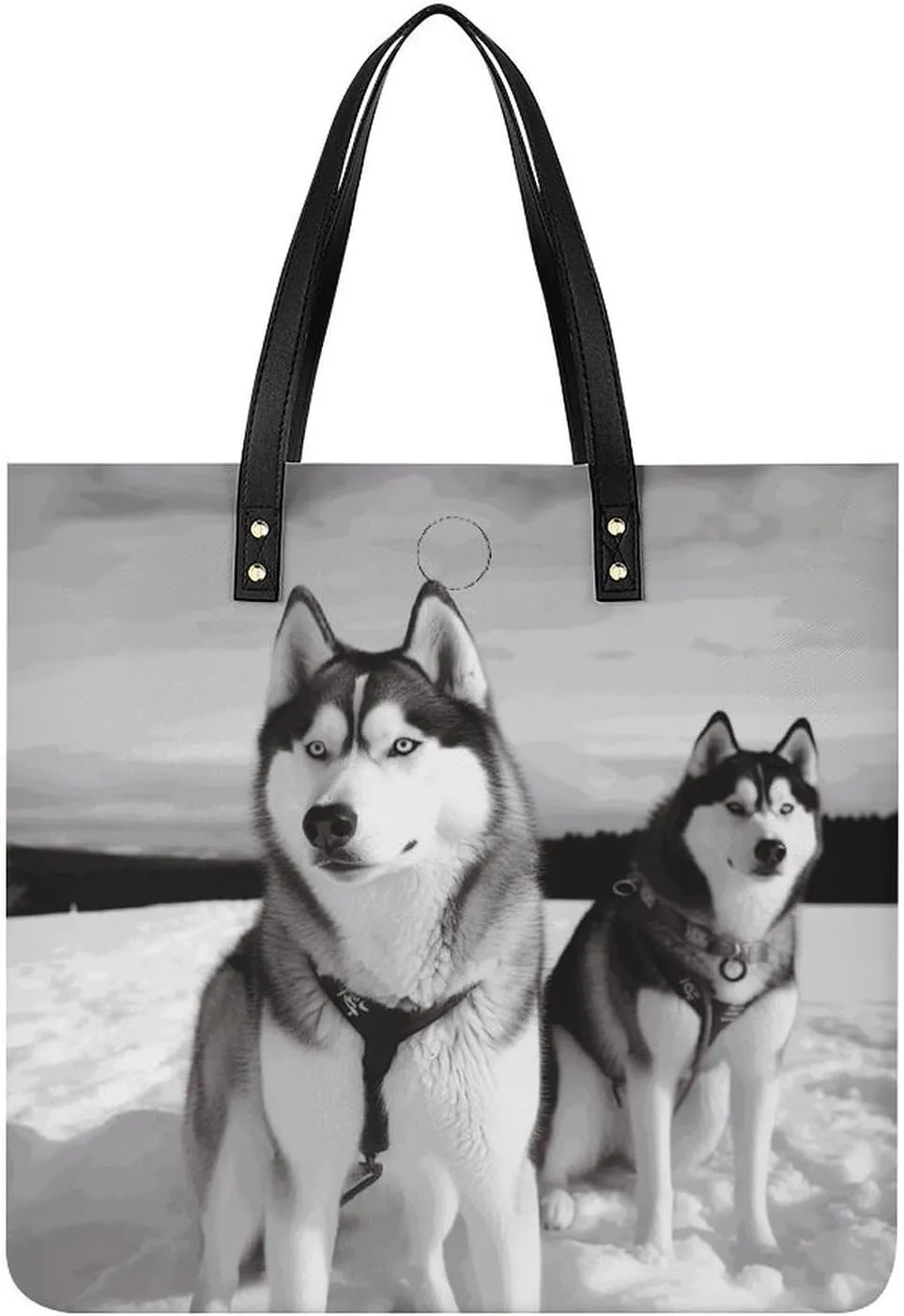 Handbags for WomenHusky Dogs SnowTrendy Vegan Leather Hobo Handbags,Women's Soft Bucket Bag For Women - Ladies Handbags For Work, Travel, Casual Use,Birthday Gifts