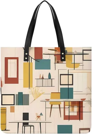Handbags for WomenMid Century ModernTrendy Vegan Leather Hobo Handbags,Women's Soft Bucket Bag For Women - Ladies Handbags For Work, Travel, Casual Use,Birthday Gifts