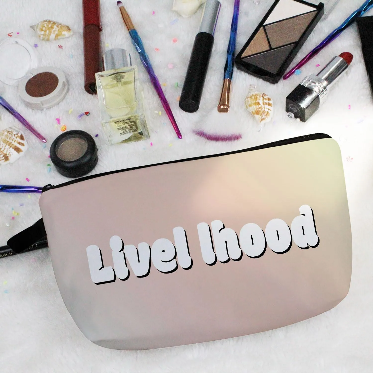Heart Pattern Makeup Bag 3D Effect Bombing Heart Print Small Toiletry Organizer Zipper Pouch Colorful Heart Cosmetic Bag Present for Women Friends Sisters