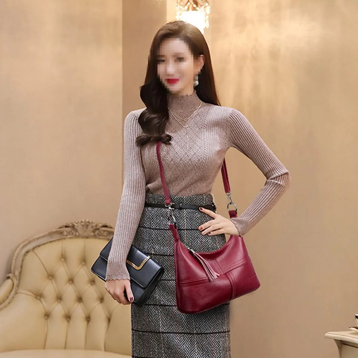Hobo Purses and Handbags for Women Shoulder Bag Crossbody Bags with Tassel