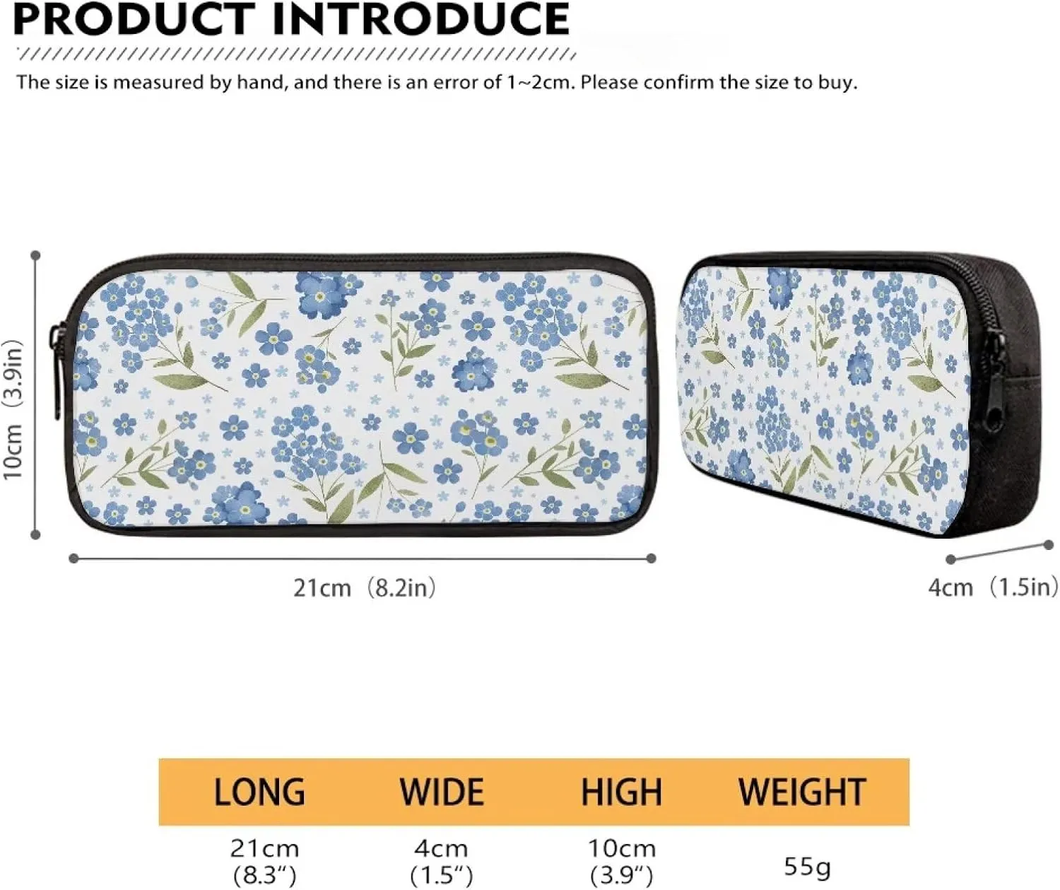JHQFWMFJ Blue Flower Backpack with Lunchbox and Pencil Cases for Girls Backpacks Ages 10-12 Cute Lunch Containers for Teen Girls School Travel