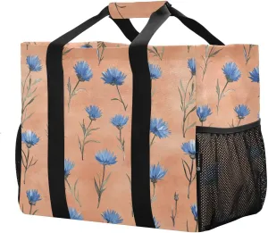 JUNZAN Rustic Cornflower Utility Bags And Totes Foldable Beach Bag Water Resistant Reusable Shopping Bag Canvas Laundry Bag Travel