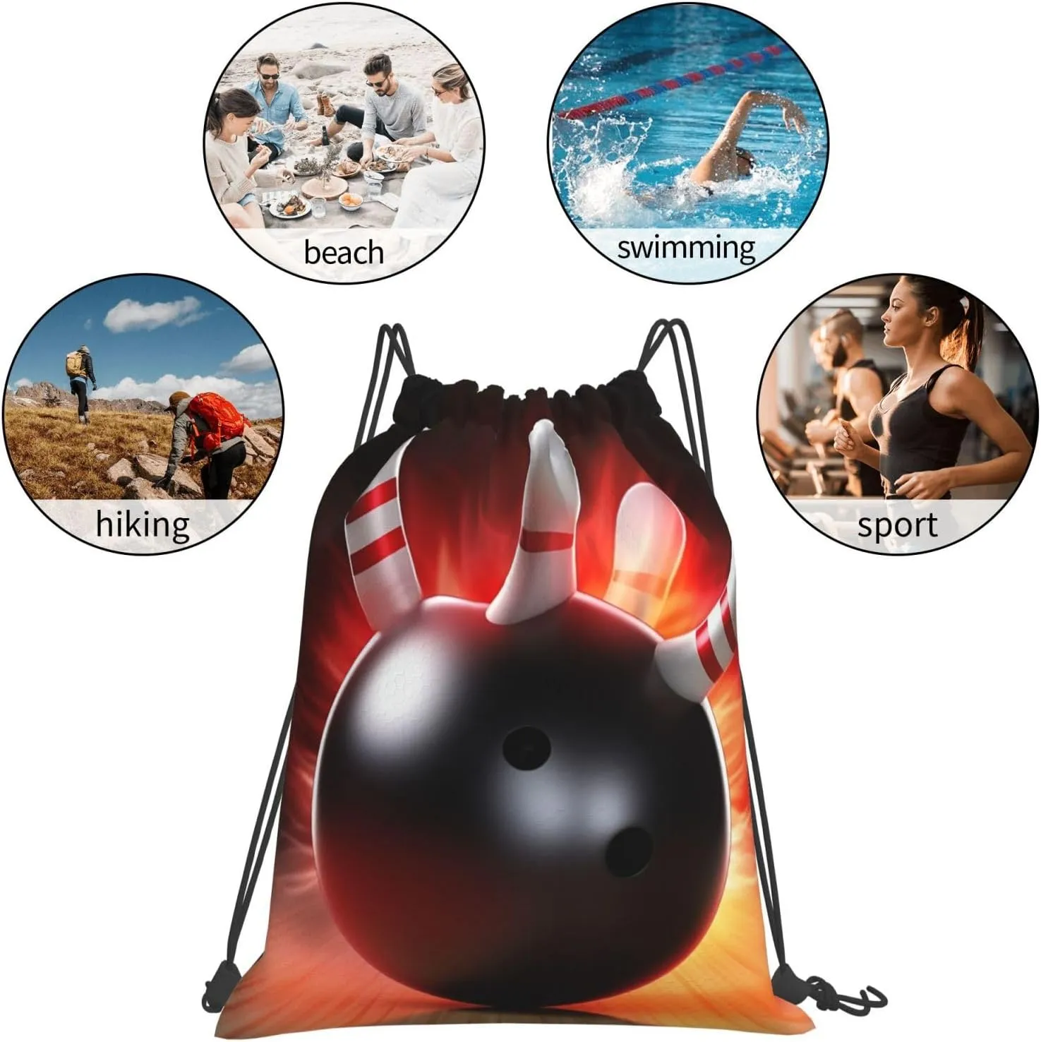 KHiry Drawstring Backpack Waterproof String Bag Bowling Ball Drawstring Sackpack Gym Bag for Man Woman