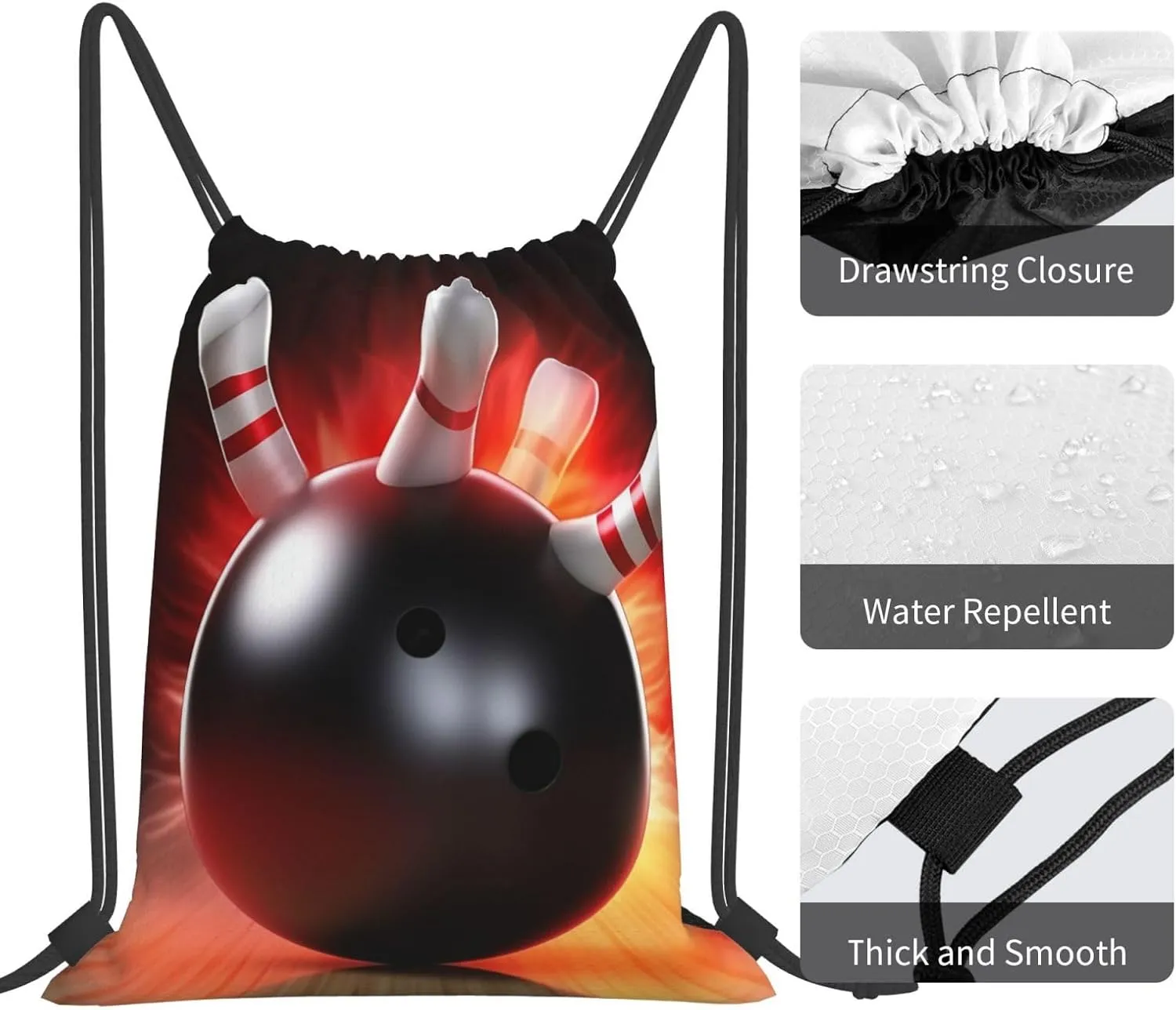 KHiry Drawstring Backpack Waterproof String Bag Bowling Ball Drawstring Sackpack Gym Bag for Man Woman
