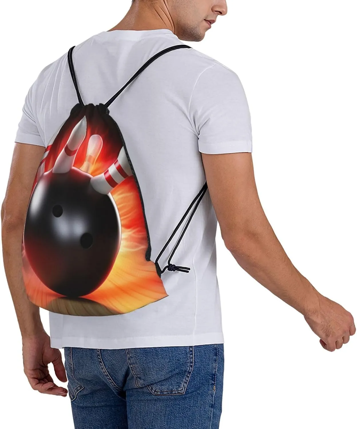 KHiry Drawstring Backpack Waterproof String Bag Bowling Ball Drawstring Sackpack Gym Bag for Man Woman