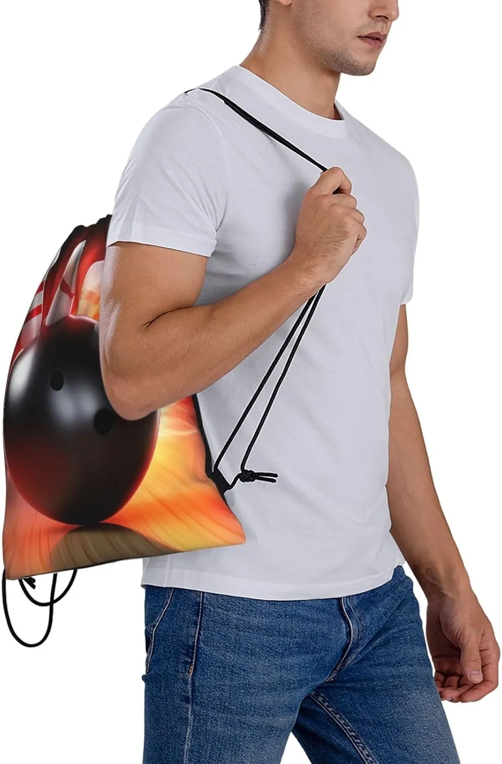 KHiry Drawstring Backpack Waterproof String Bag Bowling Ball Drawstring Sackpack Gym Bag for Man Woman