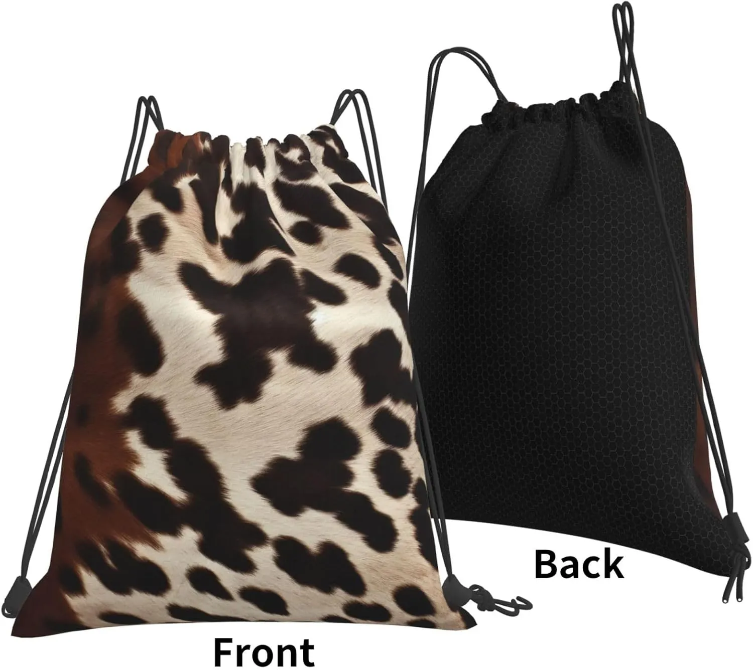KHiry Drawstring Backpack Waterproof String Bag Brown Cowhide Drawstring Sackpack Gym Bag for Man Woman