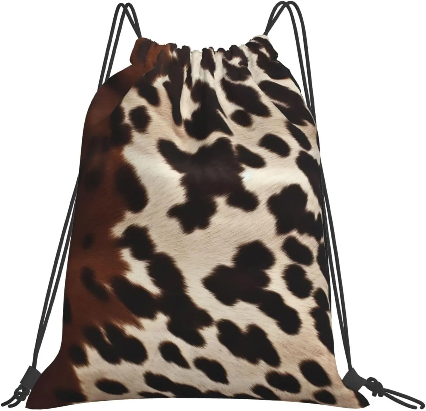 KHiry Drawstring Backpack Waterproof String Bag Brown Cowhide Drawstring Sackpack Gym Bag for Man Woman