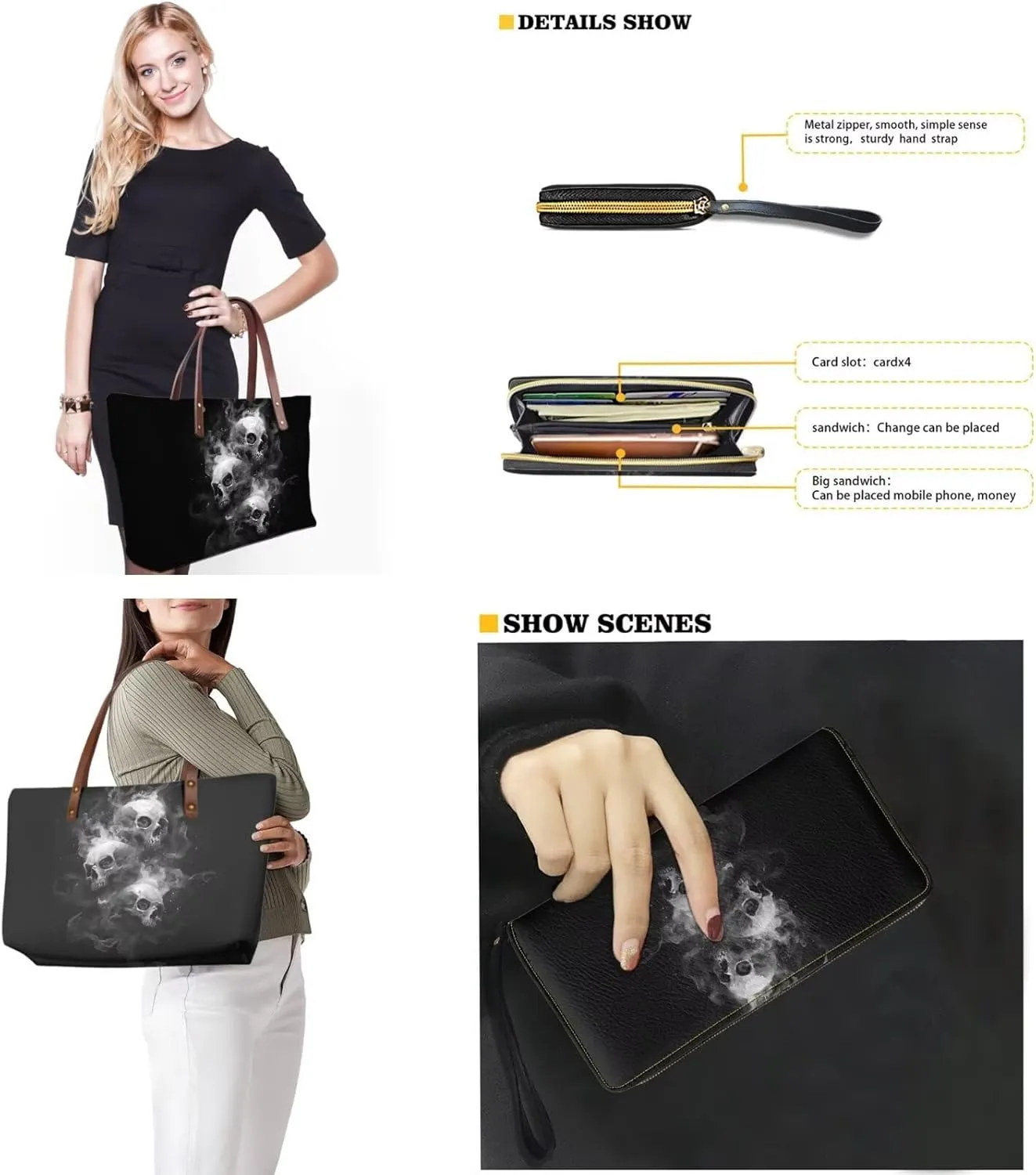 Lightweight Handbag Set of 2,Tote Bag Satchel Purse with Wallet Set for Women,Top Handle Totes for Walking