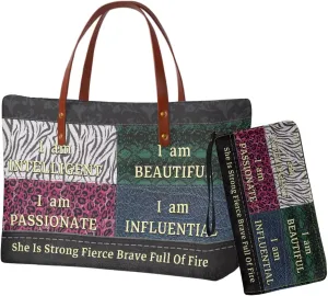Lightweight Handbag Set of 2,Tote Bag Satchel Purse with Wallet Set for Women,Top Handle Totes for Walking