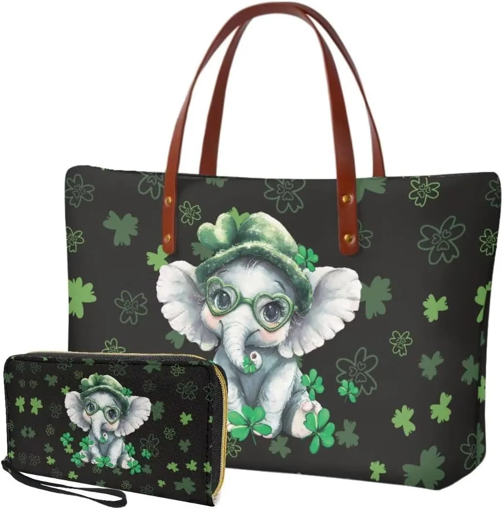 Lightweight Handbag Set of 2,Tote Bag Satchel Purse with Wallet Set for Women,Top Handle Totes for Walking