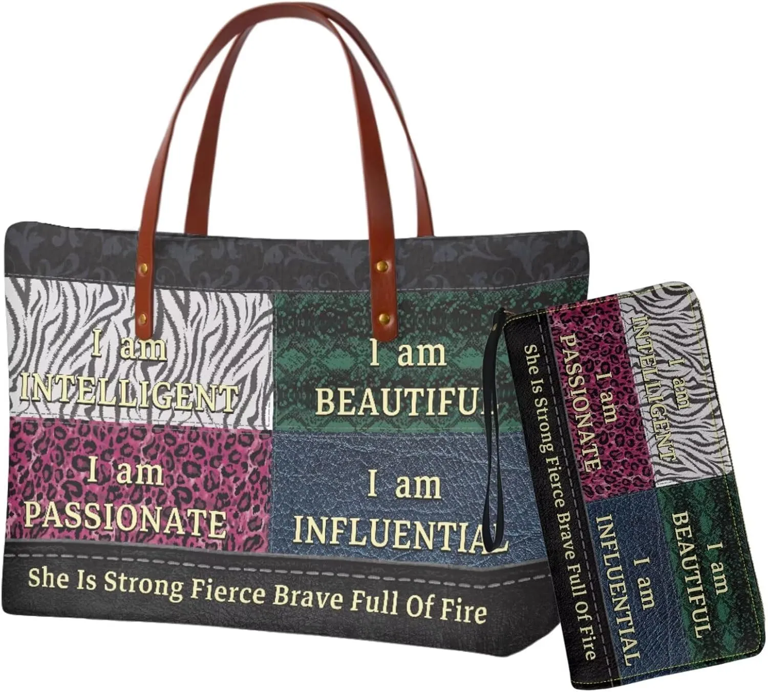 Lightweight Handbag Set of 2,Tote Bag Satchel Purse with Wallet Set for Women,Top Handle Totes for Walking