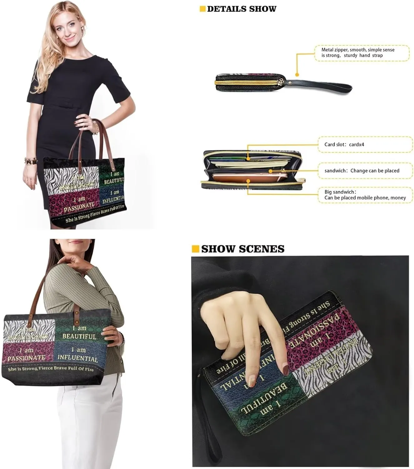 Lightweight Handbag Set of 2,Tote Bag Satchel Purse with Wallet Set for Women,Top Handle Totes for Walking