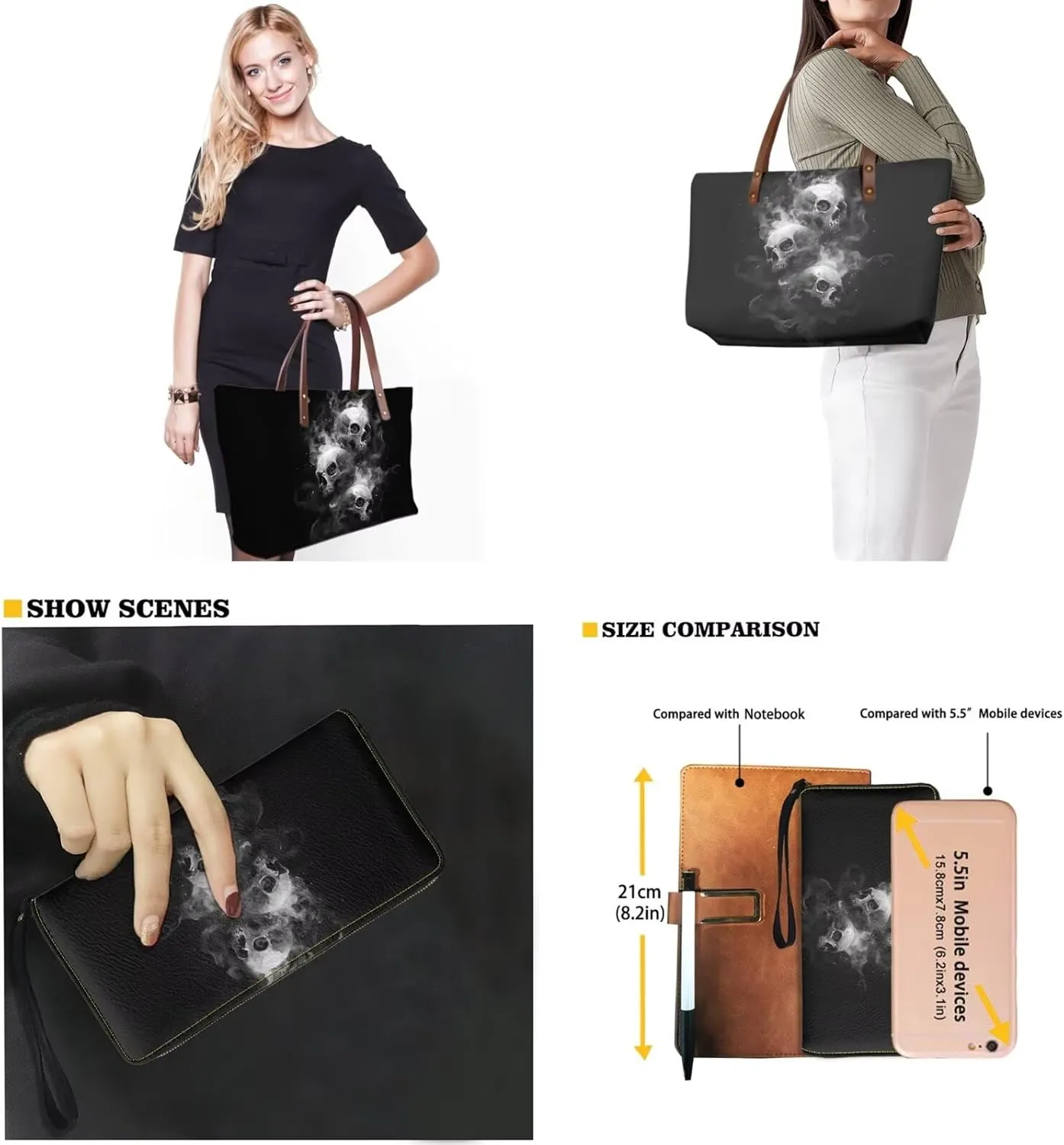 Lightweight Handbag Set of 2,Tote Bag Satchel Purse with Wallet Set for Women,Top Handle Totes for Walking
