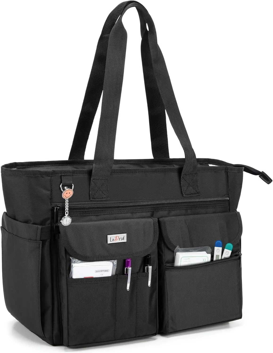 LoDrid Nurse Tote Bag with Bottom Padded Pad, Nurse Bags and Totes for Work with Large Compartment, Bag Only