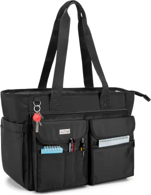 LoDrid Teacher Bag with Bottom Pad, Separated Storage Laptop Layer (up to 15.6 Inch), Teacher Bags and Totes for Women