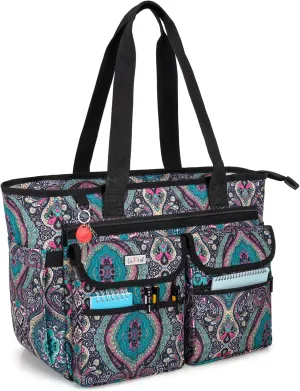 LoDrid Teacher Bag with Bottom Pad, Separated Storage Laptop Layer (up to 15.6 Inch), Teacher Bags and Totes for Women