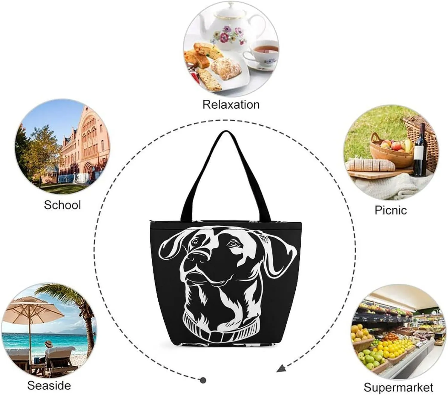 Map Kawaii Hobo Handbags With Zipper Women's Tote Handbags
