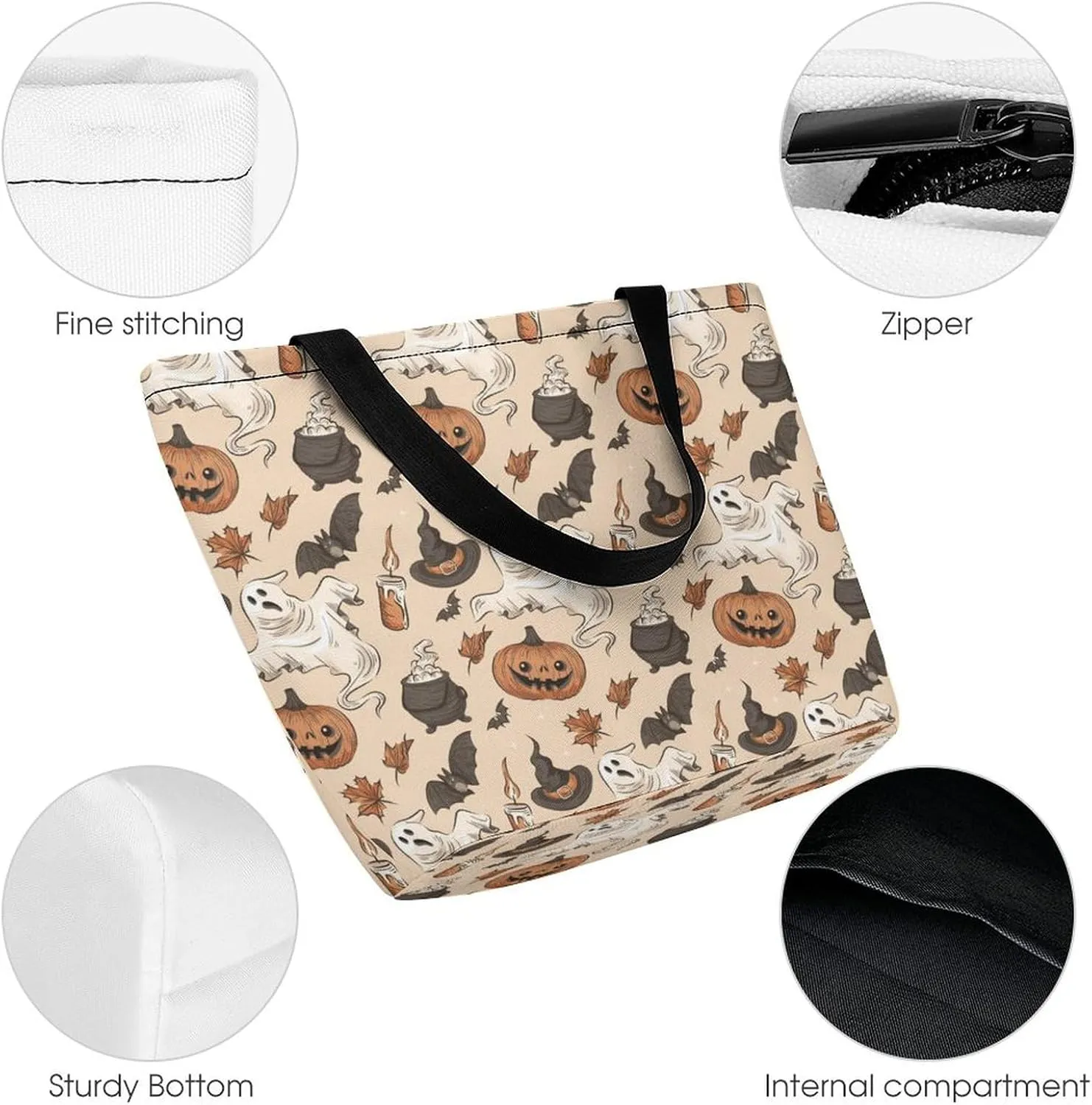 Map Kawaii Hobo Handbags With Zipper Women's Tote Handbags