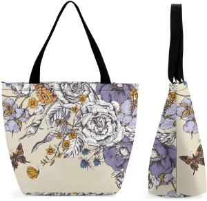 Map Kawaii Hobo Handbags With Zipper Women's Tote Handbags