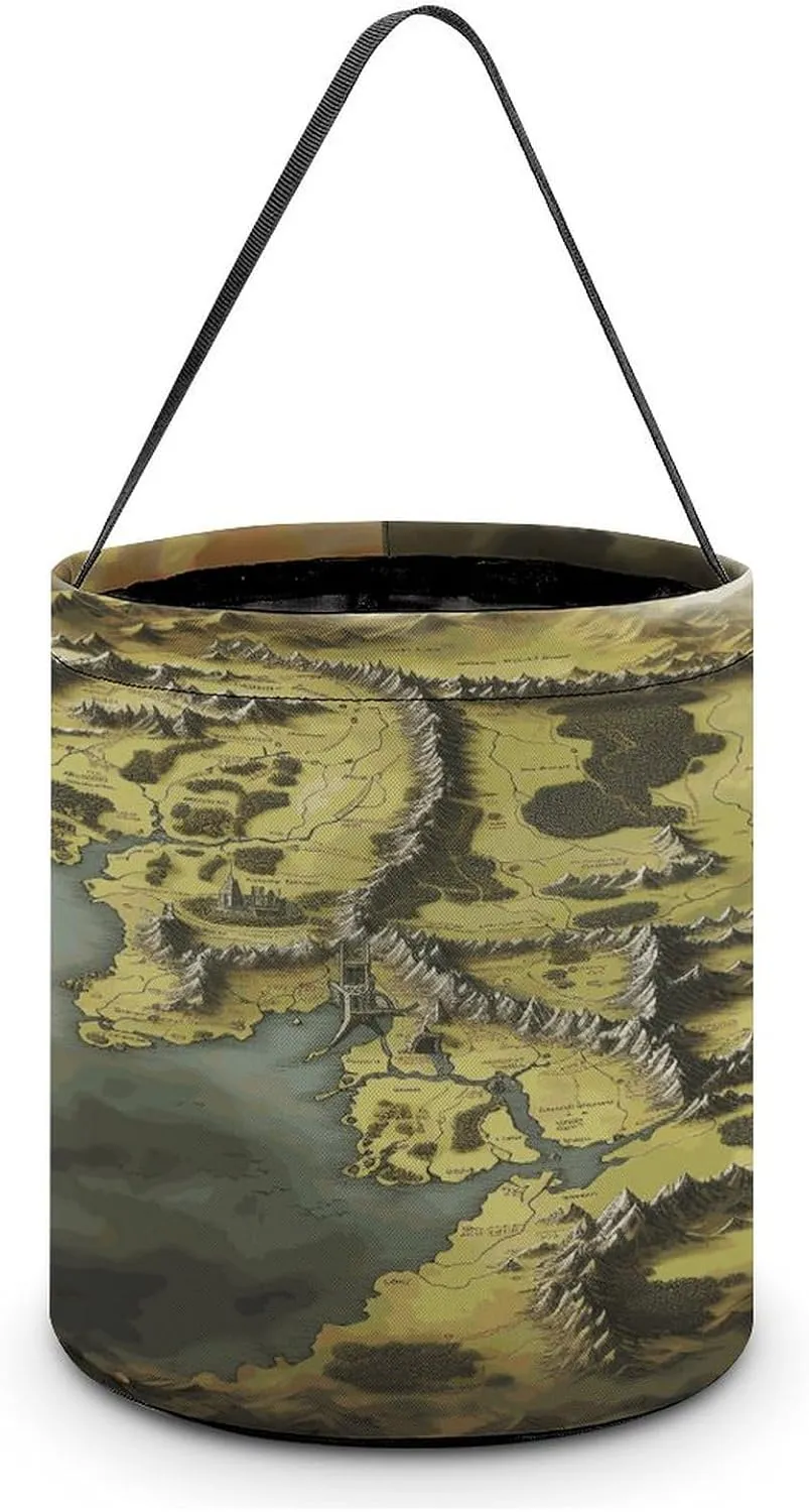 Middle Earth Map Halloween Tote Candy Bag Candy Basket Candy Bucket Gift Bag for Halloween Party