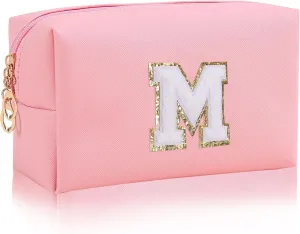 Monogrammed Gift for Women Girls,Preppy Makeup Bag Personalized Initial Cosmetic Bag with Zipper,Cute Makeup Pouch, Waterproof Toiletry Bag,Personalized Gift for GirlBridesmaids