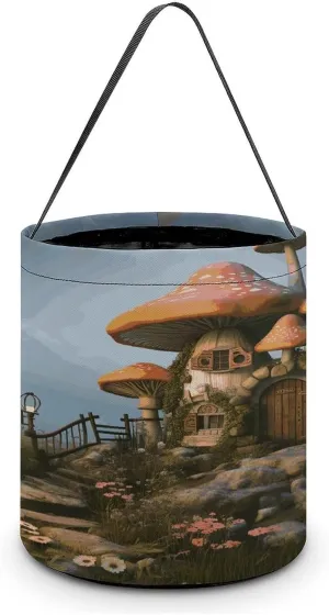 Mushroom Garden Halloween Tote Candy Bag Candy Basket Candy Bucket Gift Bag for Halloween Party