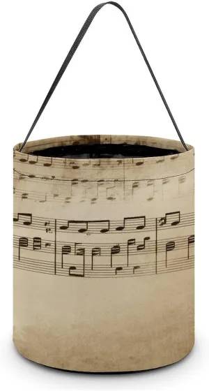 Music Notes on Old Paper Halloween Tote Candy Bag Candy Basket Candy Bucket Gift Bag for Halloween Party