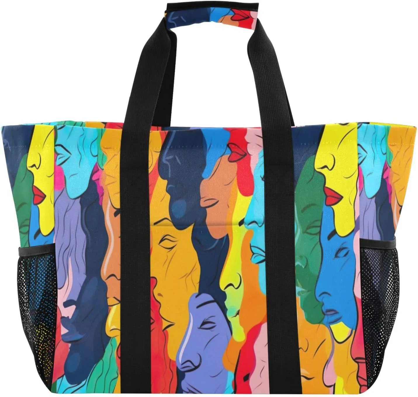 Nander Beautiful Girl Art Painting Foldable Tote Bag Waterproof Sandproof Women Beach Bag Handbag Gym Bag Travel Shopping Bag