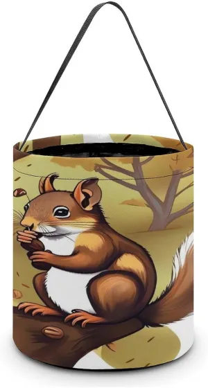 Nut-eating Squirrel Halloween Tote Candy Bag Candy Basket Candy Bucket Gift Bag for Halloween Party