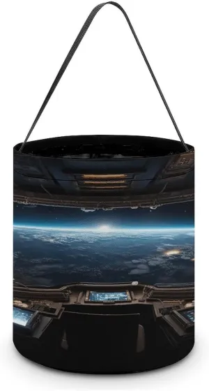 Outer Space Views from The Spaceship Halloween Tote Candy Bag Candy Basket Candy Bucket Gift Bag for Halloween Party