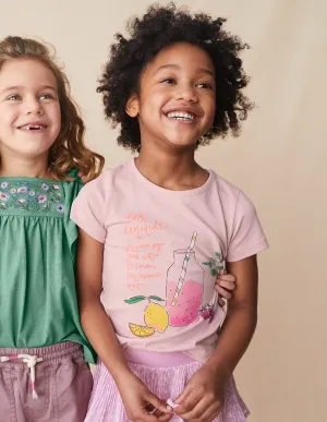 Painterly Printed T-Shirt-French Pink Lemonade
