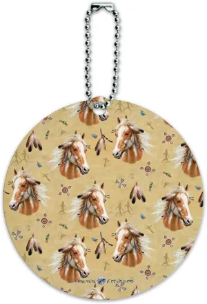 Palamino Horse Selfie Pattern Round Luggage ID Tag Card Suitcase Carry-On