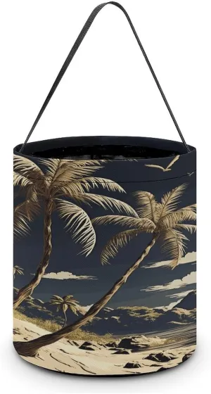 Palm Tree Halloween Tote Candy Bag Candy Basket Candy Bucket Gift Bag for Halloween Party