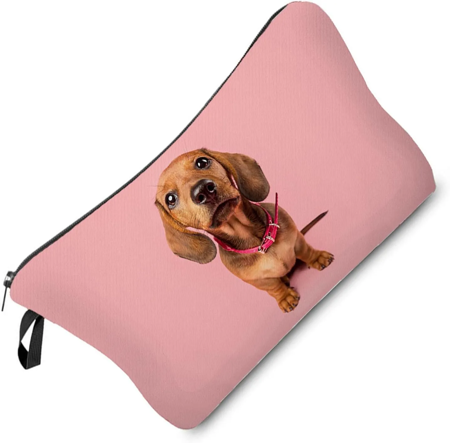 Pink Dachshund Makeup Bag Dachshund Puppy Organizer Bag Zipper Pouch Pink Dachshund Pattern Cosmetic Bag Present for Dachshund Lovers Dog Mom Women