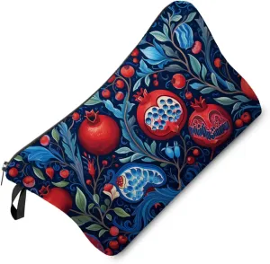 Pomegranate Makeup Bag Red Pomegranate Pattern Small Cute Organizer Bag Zipper Pouch Pomegranate Illustration Print Cosmetic Bag Present for Women Friends