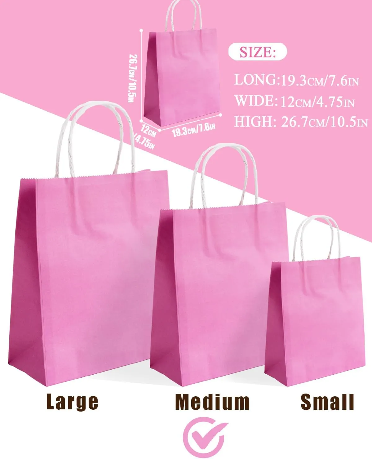 qiqee 48PCS Medium Gift Bag with Handles Bulk 11"x5"x8" Gift Bags 24 Different Senior Color Bags Multiple Uses (Medium Size)