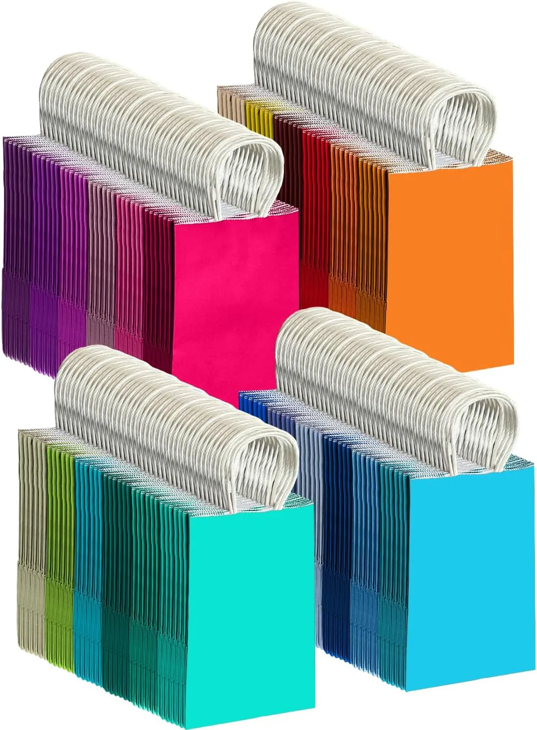 qiqee 48PCS Medium Gift Bag with Handles Bulk 11"x5"x8" Gift Bags 24 Different Senior Color Bags Multiple Uses (Medium Size)