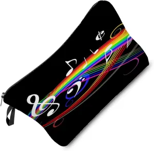 Rainbow Musical Note Makeup Bag Cute Small Organizer Zipper Pouch Rainbow Musical Note Cosmetic Bag Birthday Present for Music Lovers Musicians Women