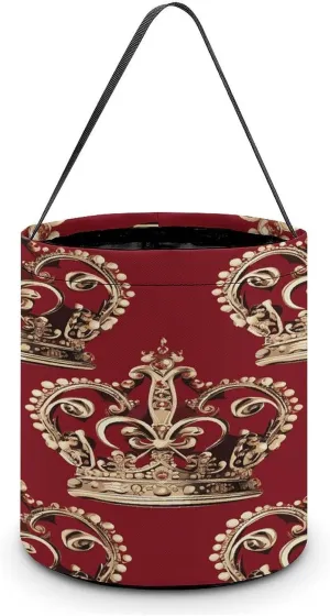 Red Crown Halloween Tote Candy Bag Candy Basket Candy Bucket Gift Bag for Halloween Party