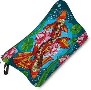 Red Koi Fish Cosmetic Bag Cute Small Organizer Zipper Pouch Lucky Koi Fish Makeup Bag Present for Women Friends Fish Lovers